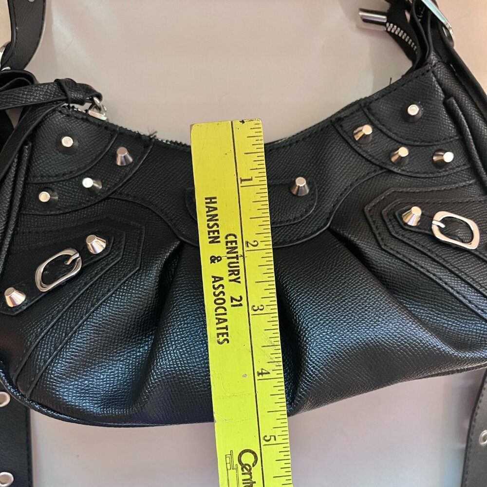 Faux Leather Mini Studed Y2K Punk Buckle Shoulder Bag - Picture 6 of 11